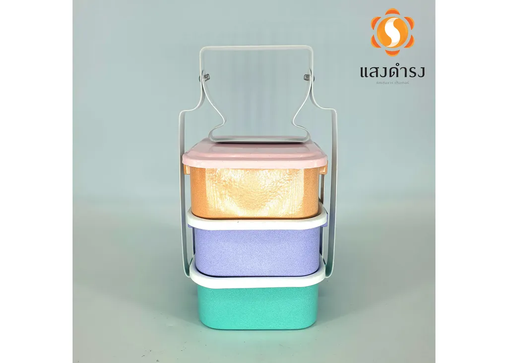 11/3 ปิ่นโตทรงสี่เหลี่ยมเคลือบแฟนซี (ลังละ 10 เถา)