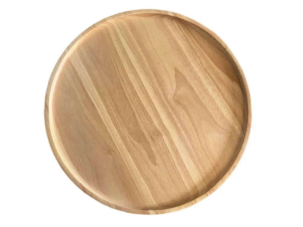 จานไม้กลม 14 สีขาว