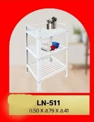 LN-511 ชั้นวาง 3 ชั้น หน้ากระเบื้อง สีขาว (50*41*79cm.)