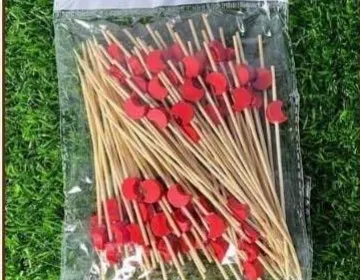 ไม้จิ้มแฟนซี 12 ซม. แบบ A - พระจันทร์แดง (1*100)