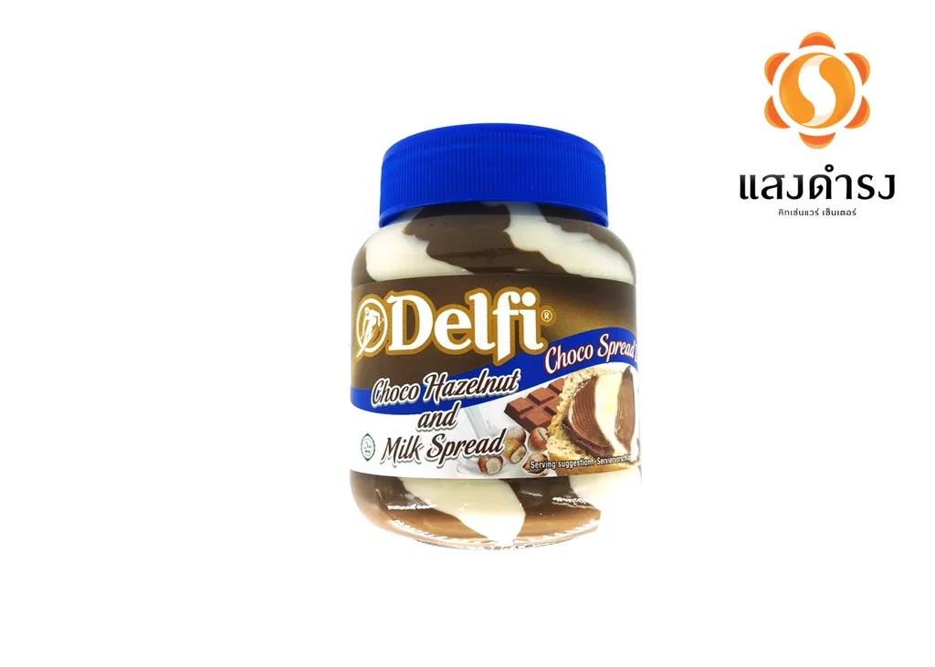 เดลฟี่ ช็อกโก เฮเซนัท แอนด์มิลค์สแปรด 350g. #006154