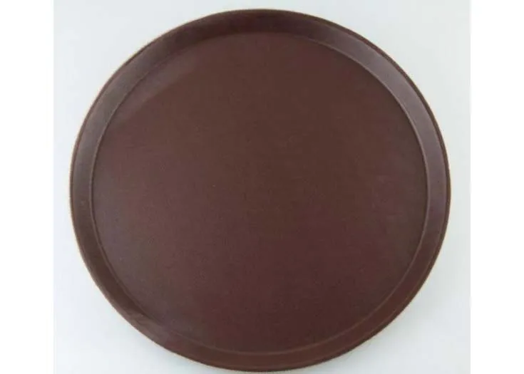 #NSTK-016 ถาดกันลื่นกลม น้ำตาล 16"