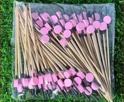 ไม้จิ้มแฟนซี 12 ซม. แบบ A - กลมชมพู (1*100)
