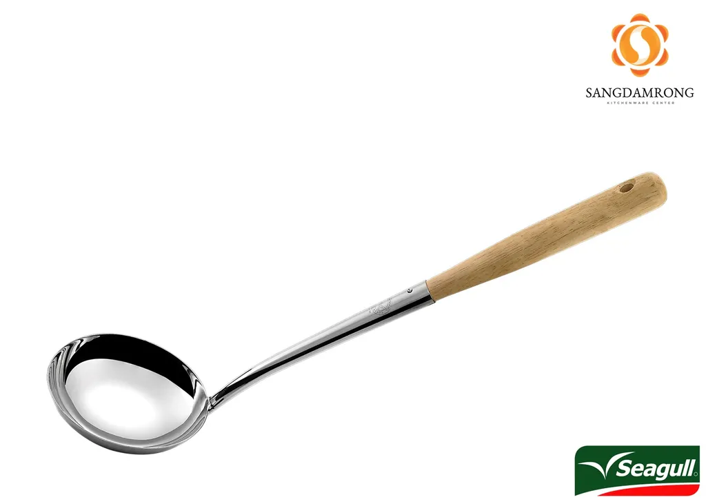 กระบวย 4 นิ้ว - ด้ามไม้ #100305310 (1*48) (นางนวล)