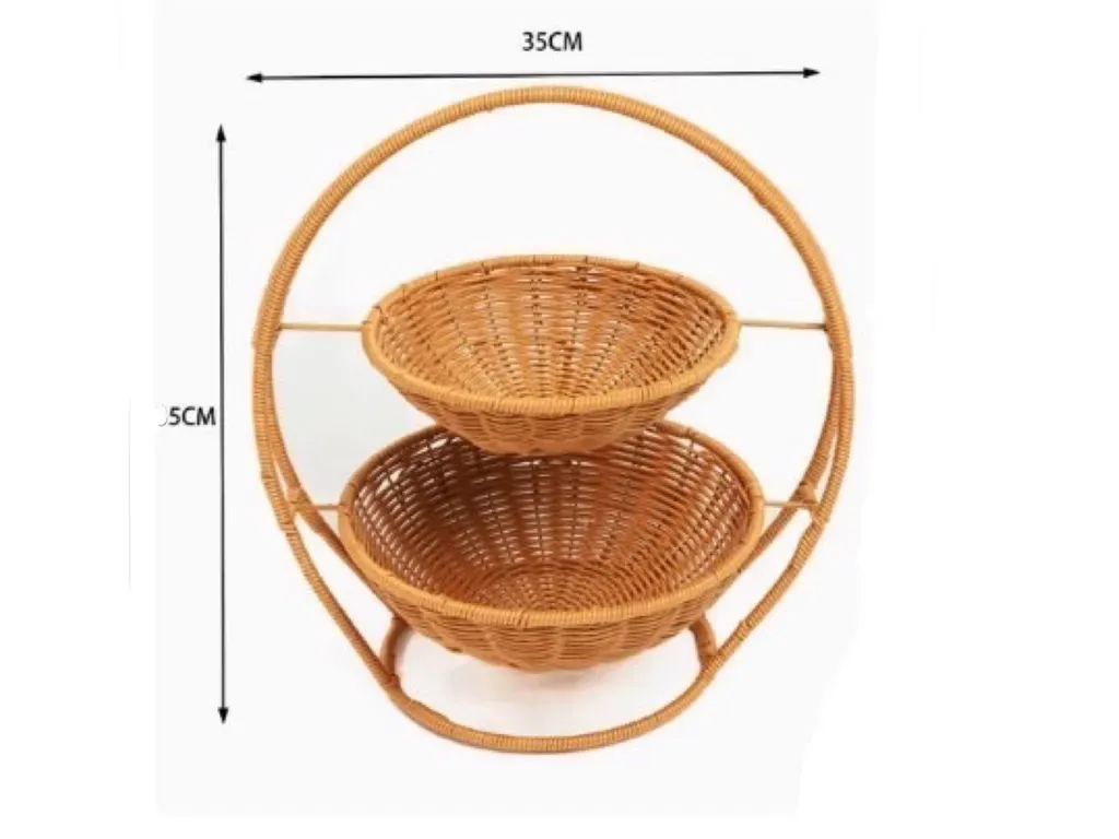 ZB-W101 ชั้นโชว์หวายเทียม 2 ชั้นสีน้ำตาล (35*35cm.)