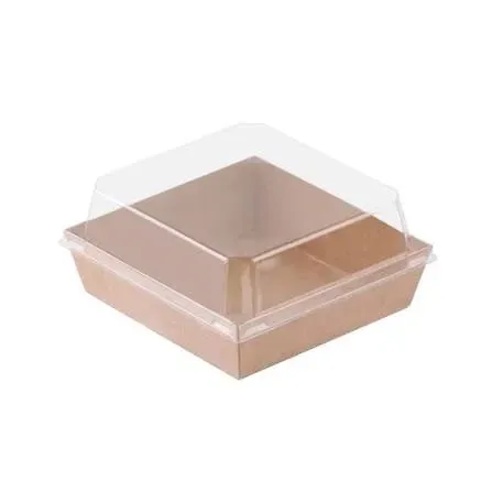 กล่องขนมฝาใสฐานจตุรัสสีน้ำตาล 11*12*6.5 ซม.(1*50*50)