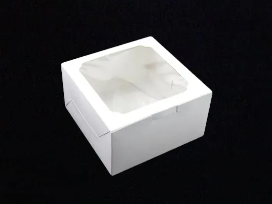 WB03 กล่องเค้ก 0.5 ปอนด์สีขาวหน้าเจาะ 16*16*9cm.(1*10)