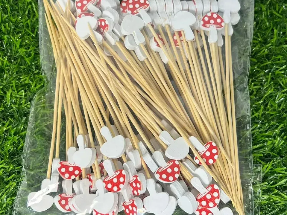 ไม้จิ้มแฟนซี 12 ซม. แบบ B - เห็ด (1*100)