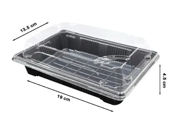 NT-ST5B ถาดซูชิดำ+ฝา OPS ดำ 500 ml. (1*50*8)