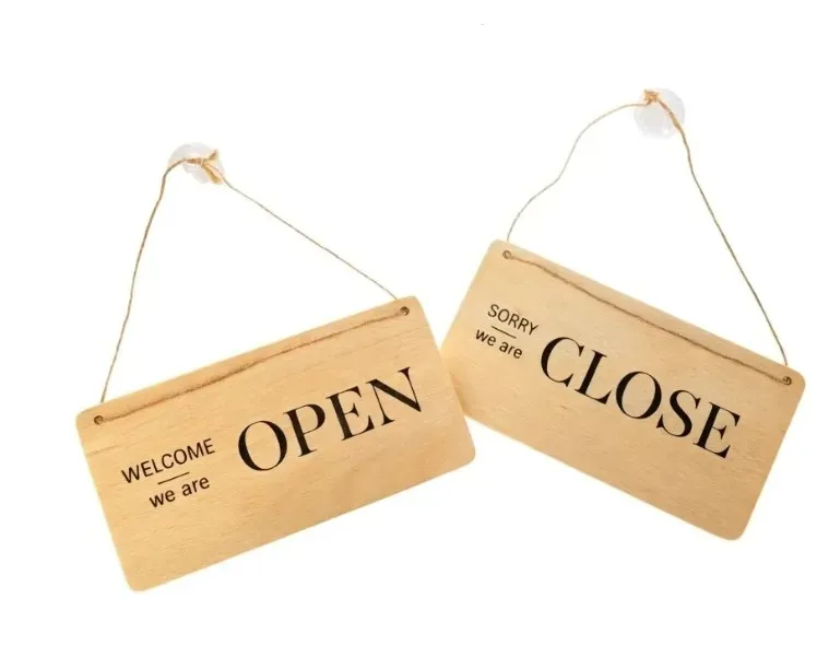 OPEN/CLOSE ป้ายไม้เหลี่ยมเปิดปิด (23x12 ซม./หนา 0.3 ซม.)